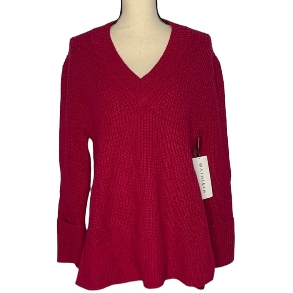 NWT Athleta Shasta Oversized Wool Blend High Low V-Neck Sweater - Picture 4 of 16